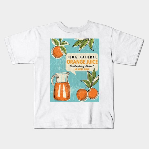 Vintage Orange Juice Ad Kids T-Shirt by SWON Design